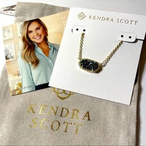Kendra Scott Elisa Silver Pendent Necklace Iridescent Drusy